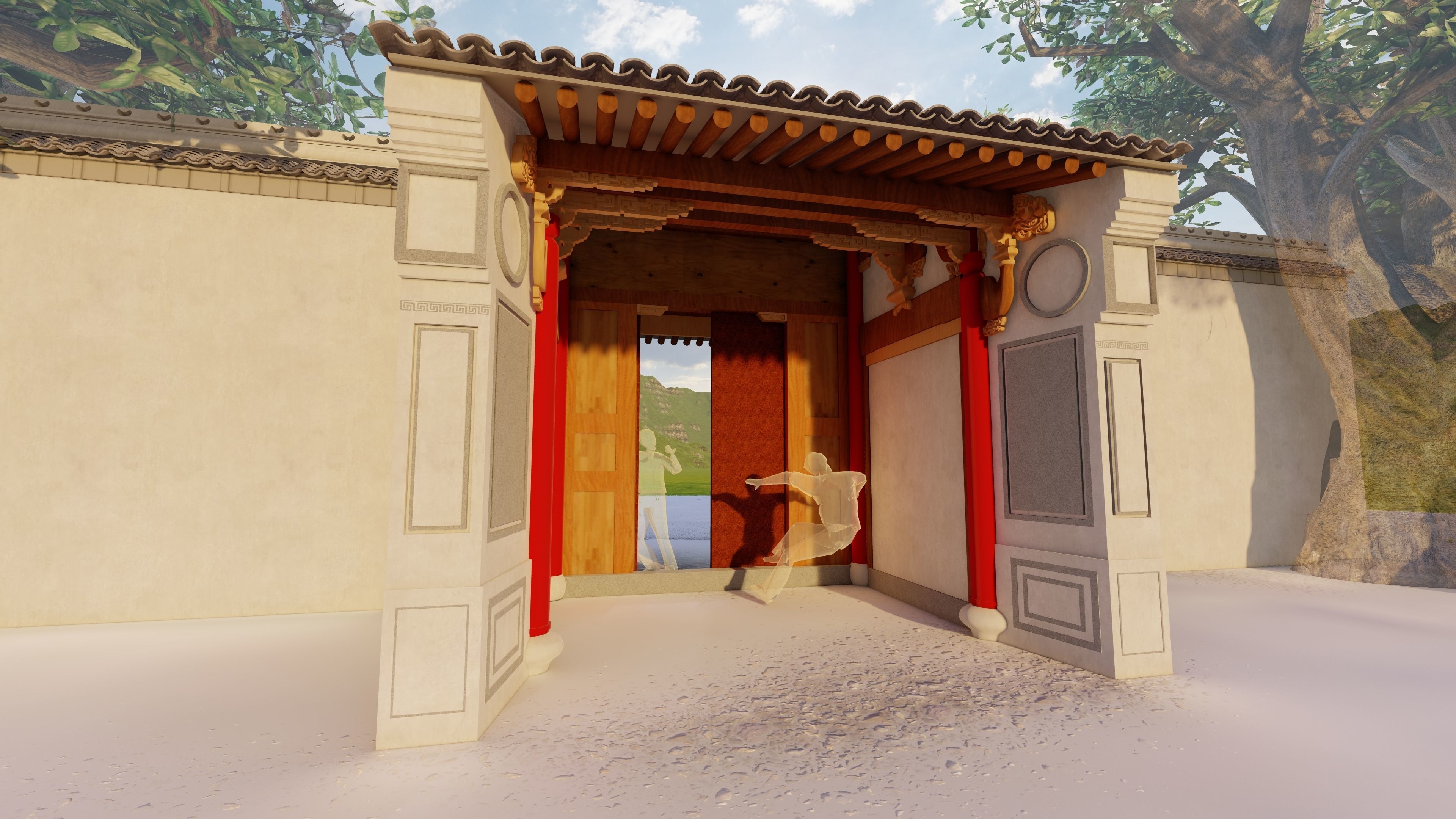 Ancient Chinese Building - Teahouse Entryway 3D model_3