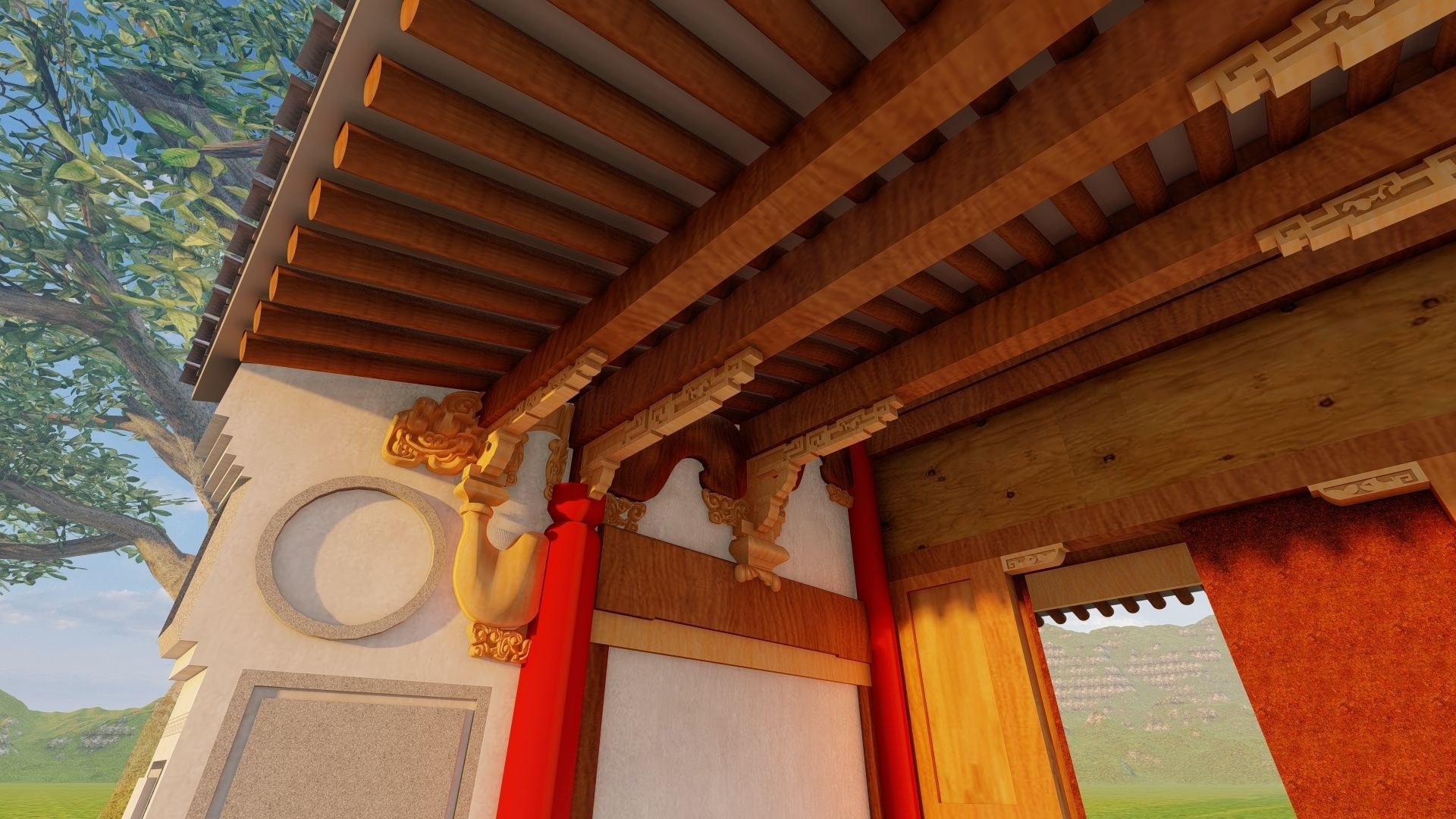 Ancient Chinese Building - Teahouse Entryway 3D model_1