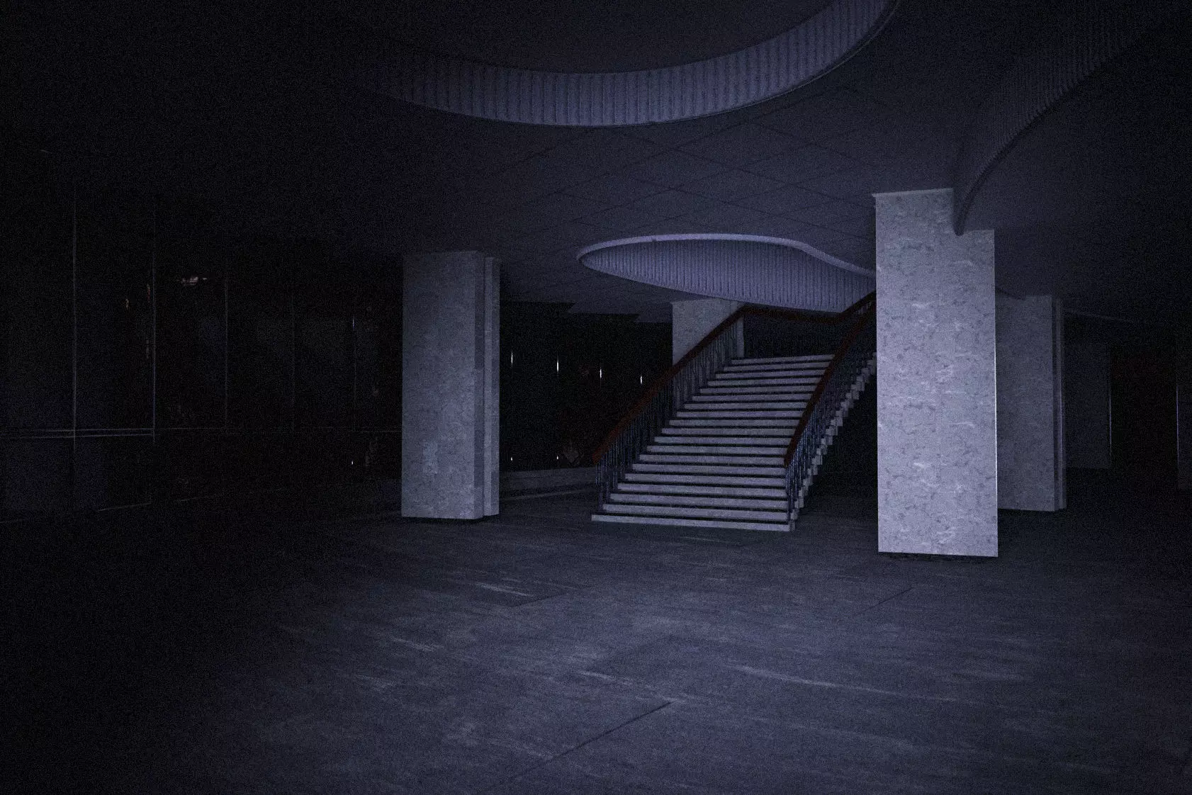 Liminal Space Soviet Circus brutalism architecture scene 3D model