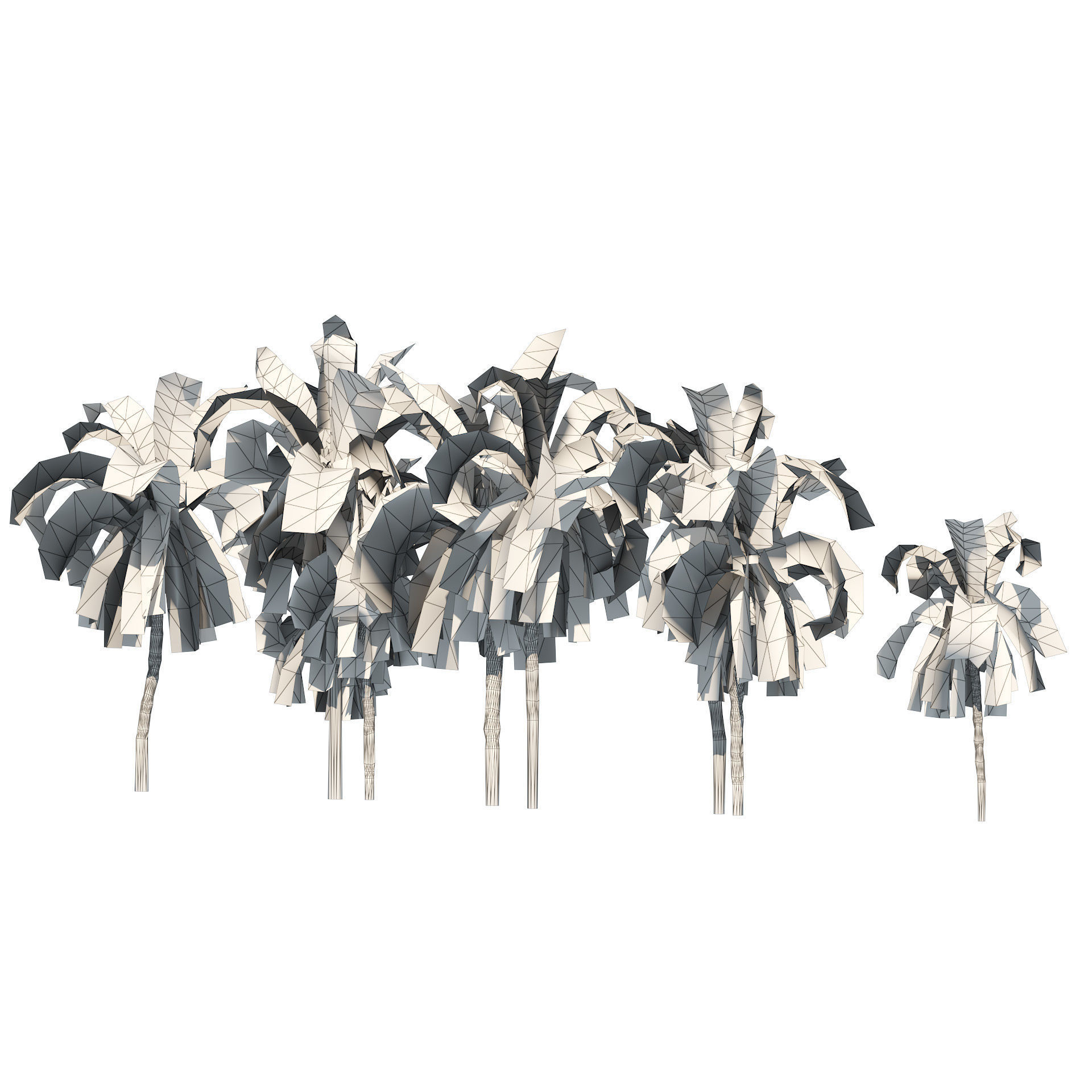 Low Poly Arabic Date palms Low-poly 3D model_7