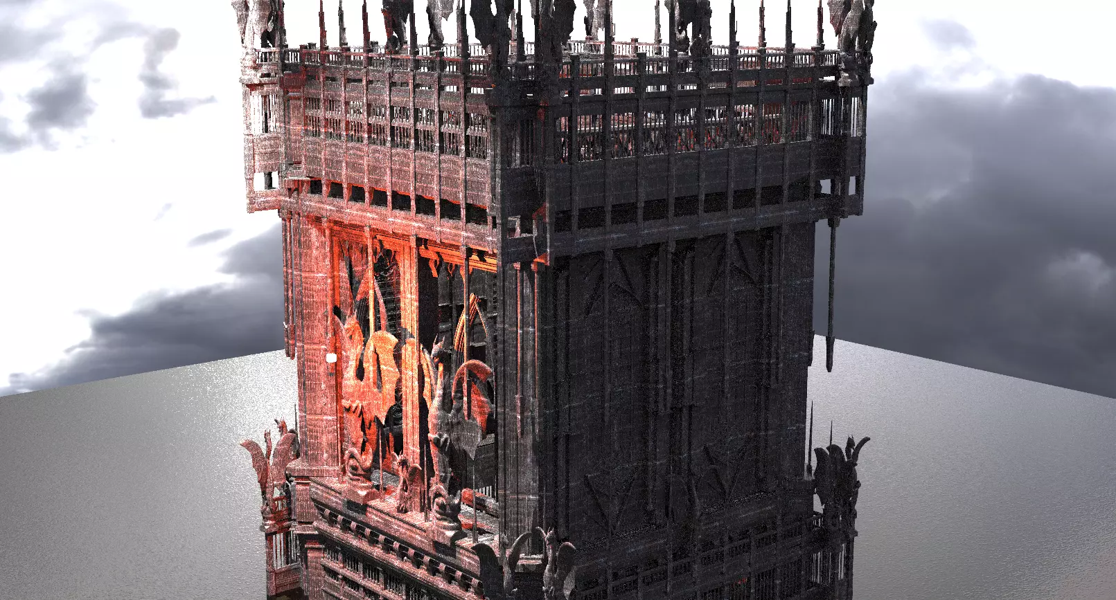 Dark Fire Drake Cathedral Tower  3D model_0