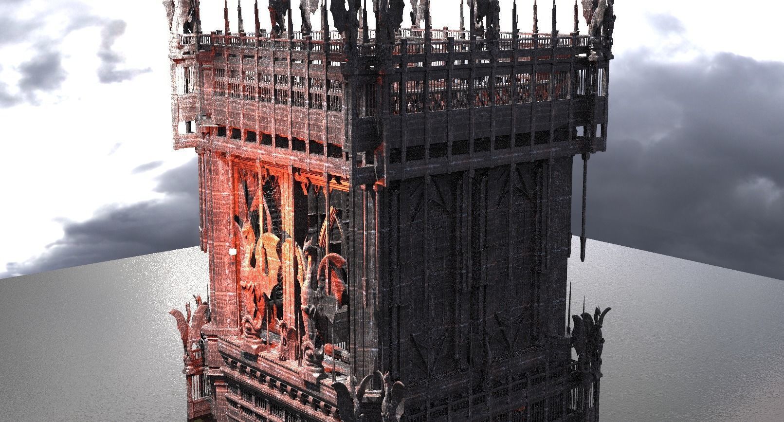 Dark Fire Drake Cathedral Tower  3D model_1