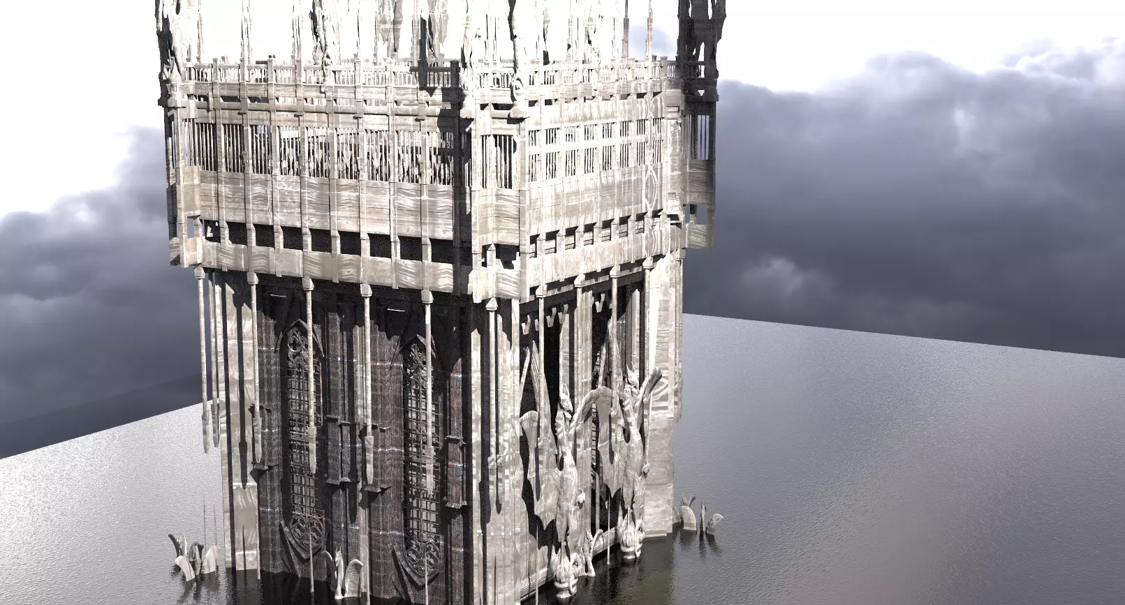 Dark Fire Drake Cathedral Tower 2 3D model_0