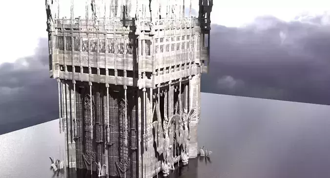 Dark Fire Drake Cathedral Tower 2 3D model