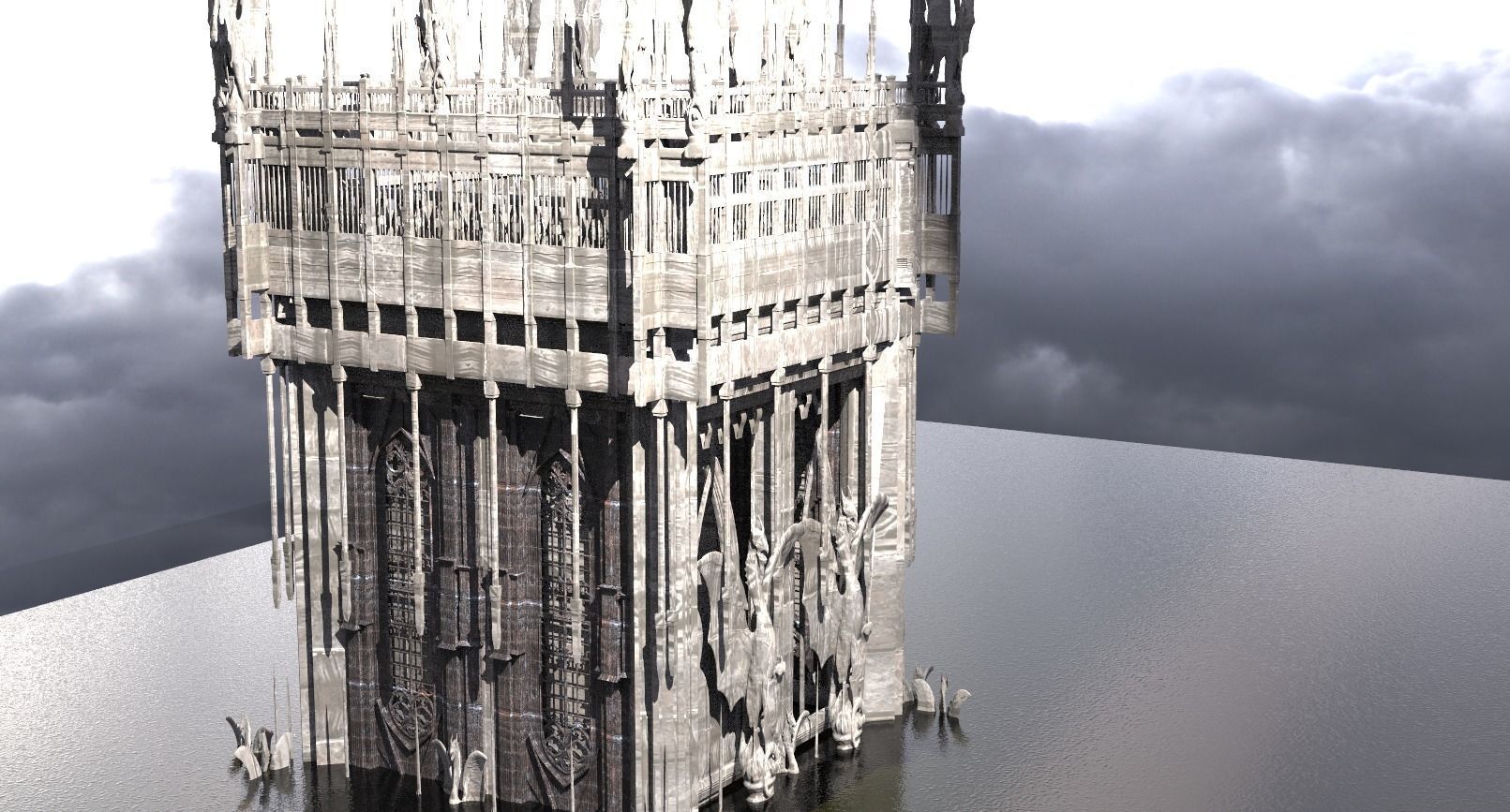 Dark Fire Drake Cathedral Tower 2 3D model_1