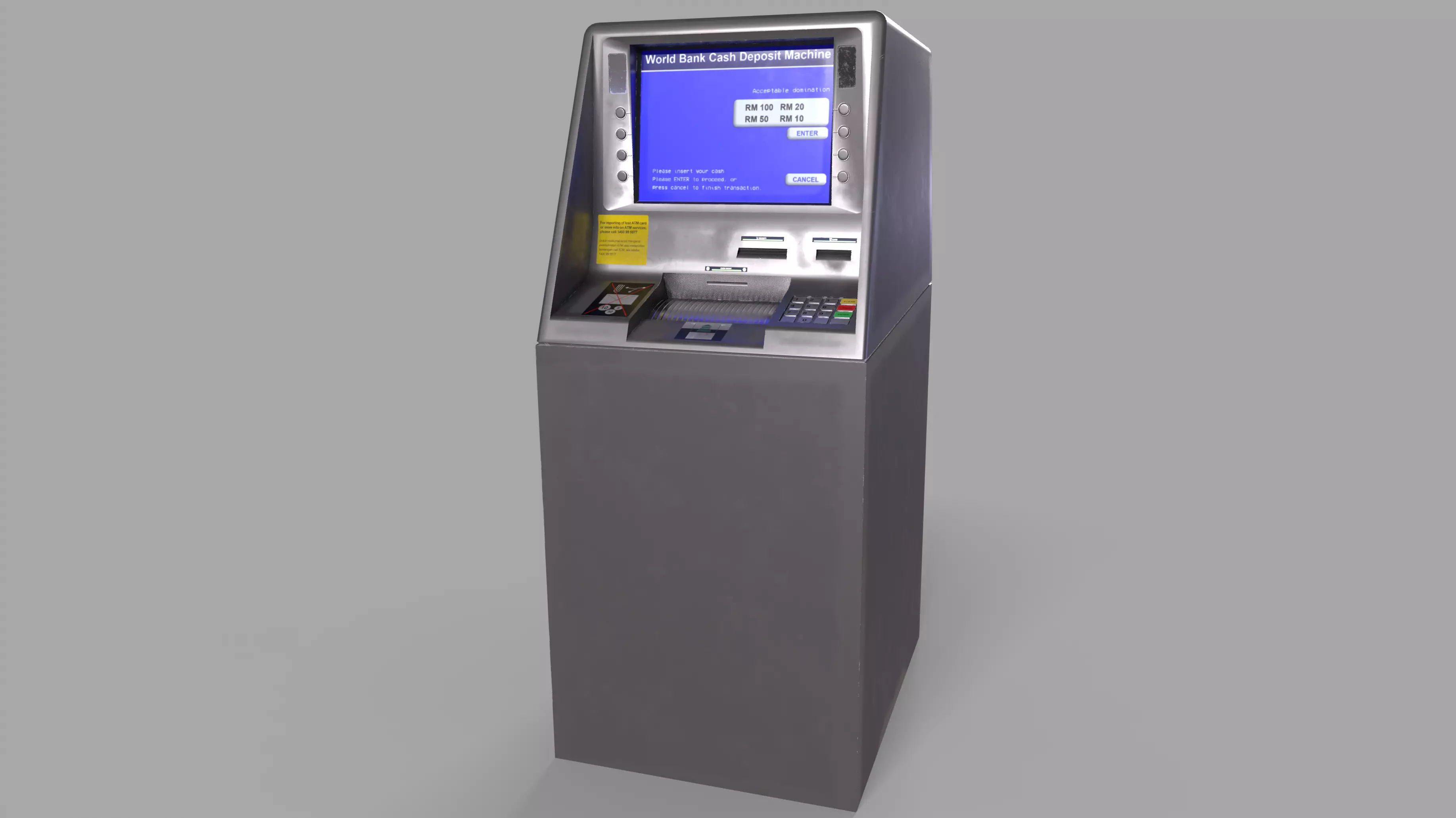 Cash Deposit Machine CDM Low-poly 3D model_0