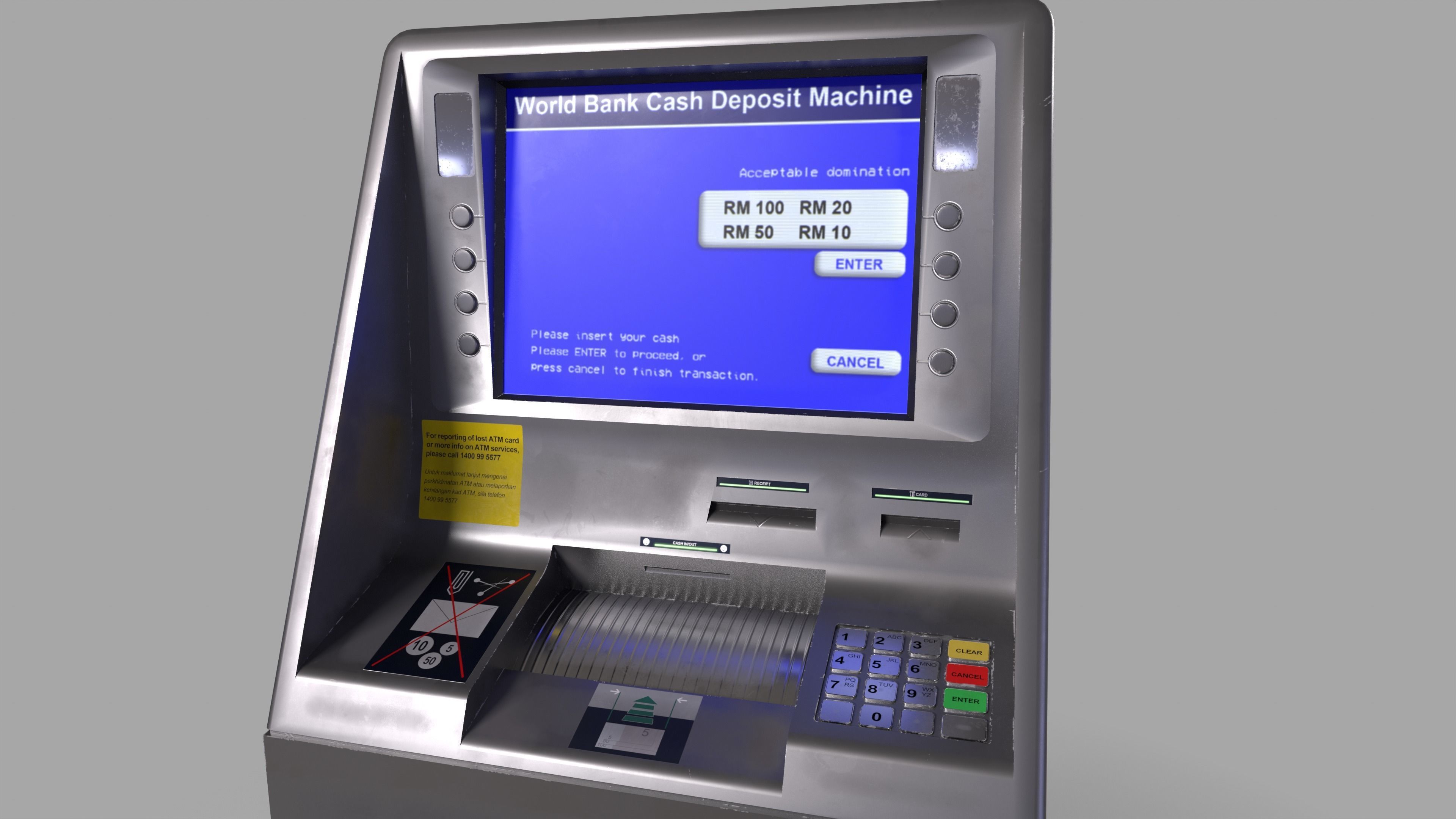 Cash Deposit Machine CDM Low-poly 3D model_3