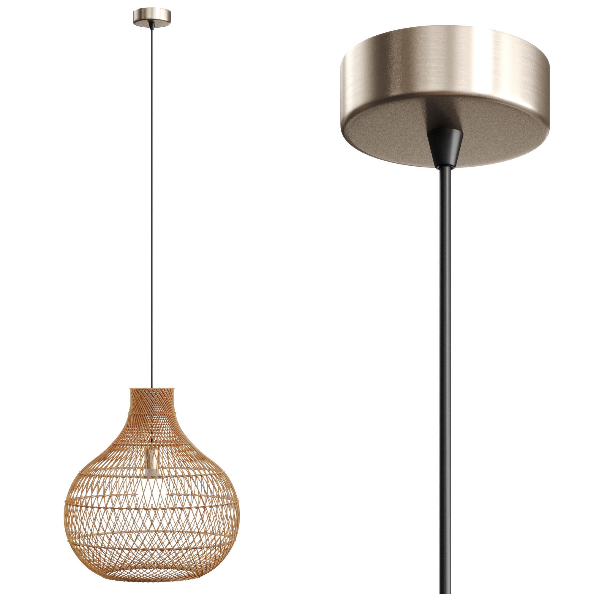 Broome rattan pendant light oceanluxe 3D model_5