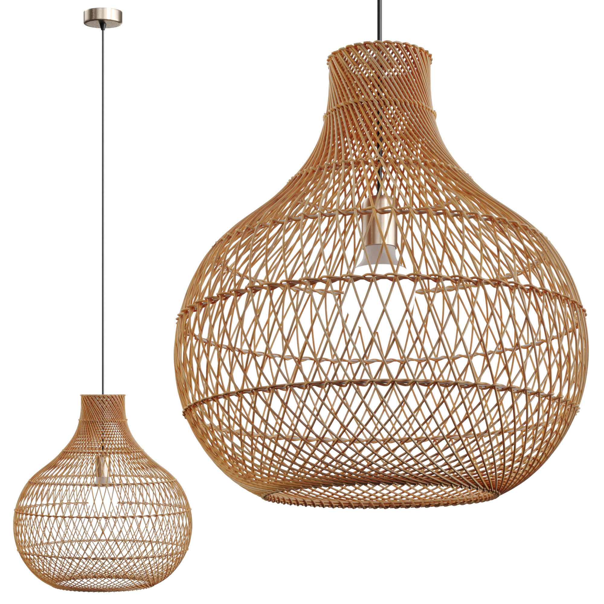 Broome rattan pendant light oceanluxe 3D model_6