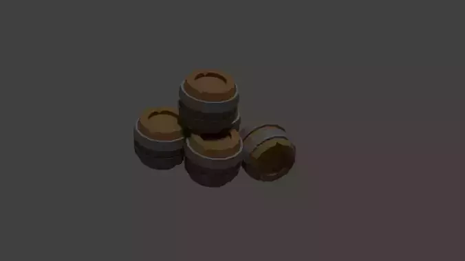 Low poly cartoon barrel