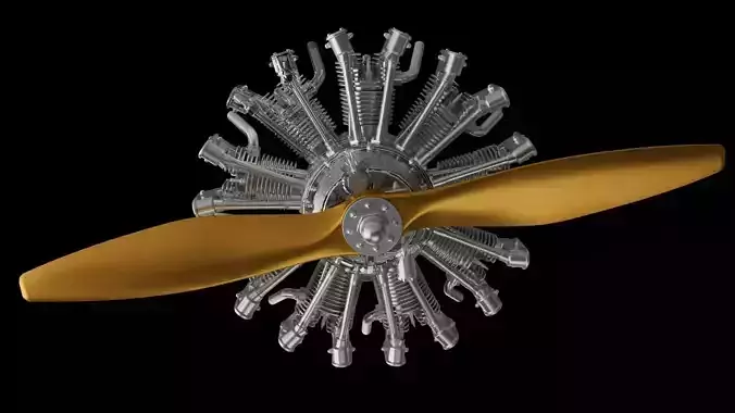 9-cylinder radial engine 3D model