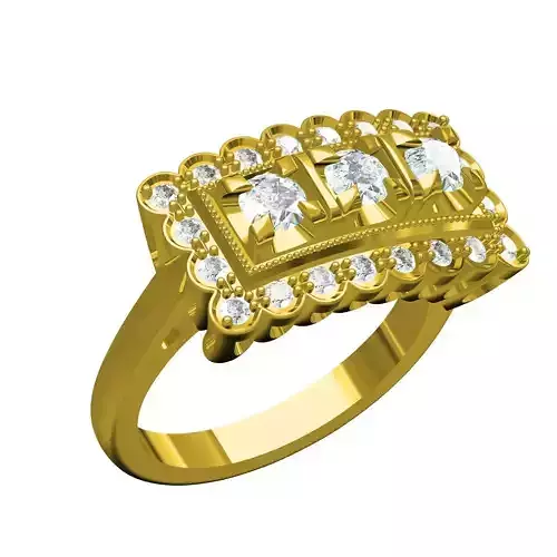 Three Stone Solitaire Engagement Ring