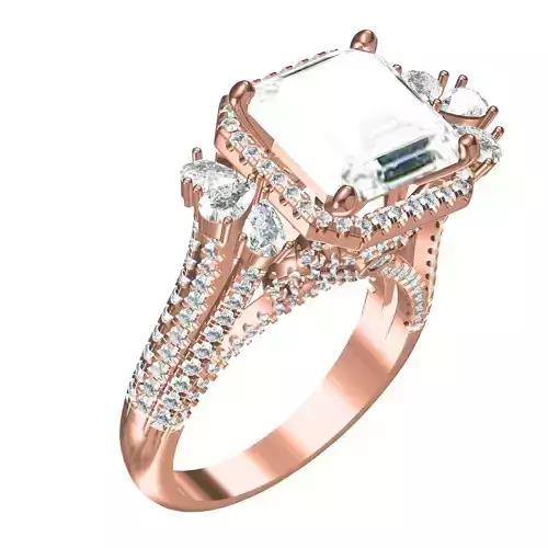 Unique Octagon Stone Diamond Halo Cocktail Ring