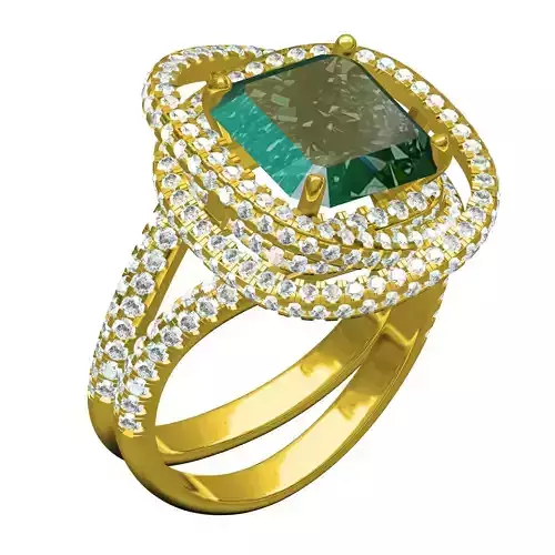 Green Asscher Cut Diamond Circle Diamond Ring