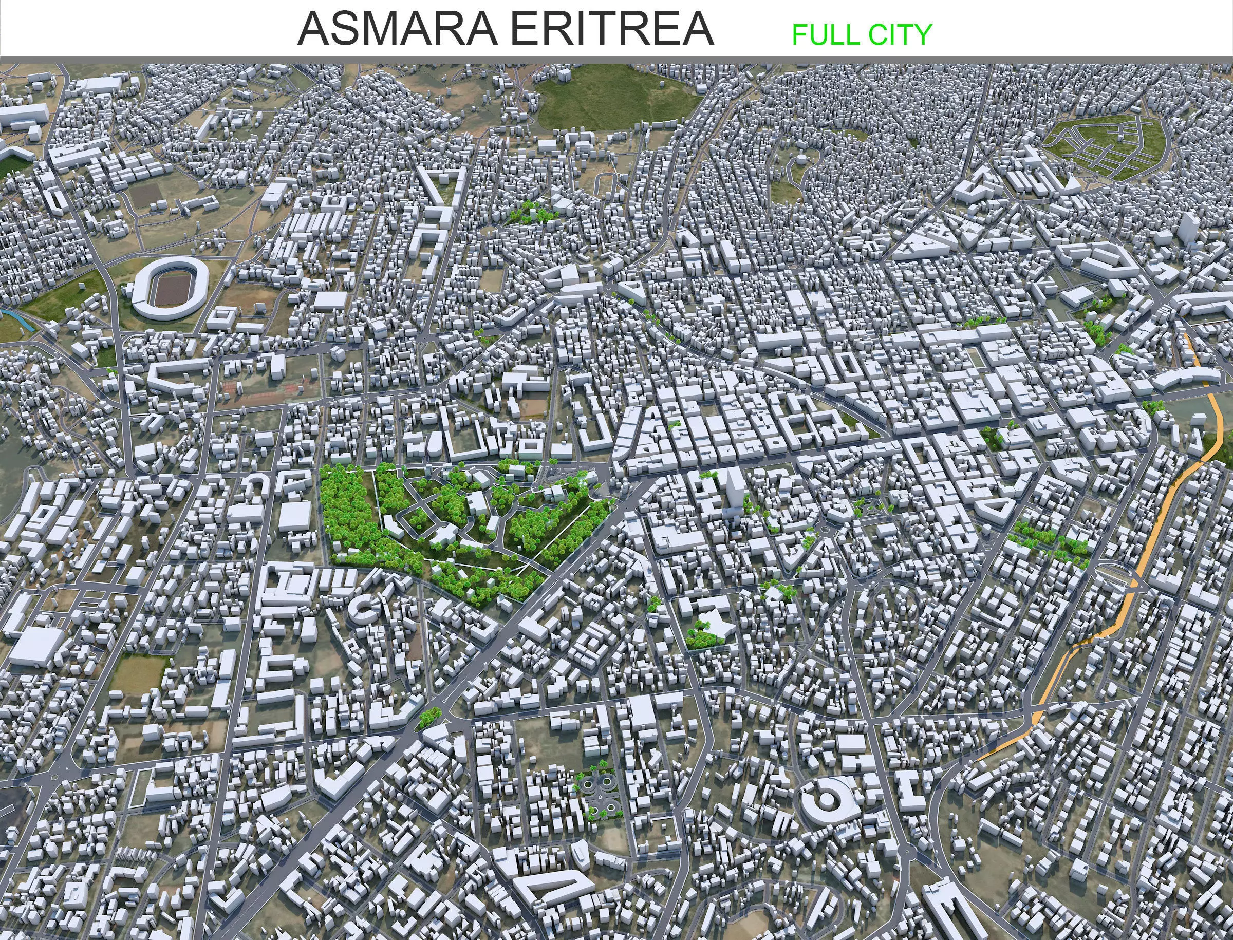 Asmara Eritrea 15km AI Low-poly 3D model