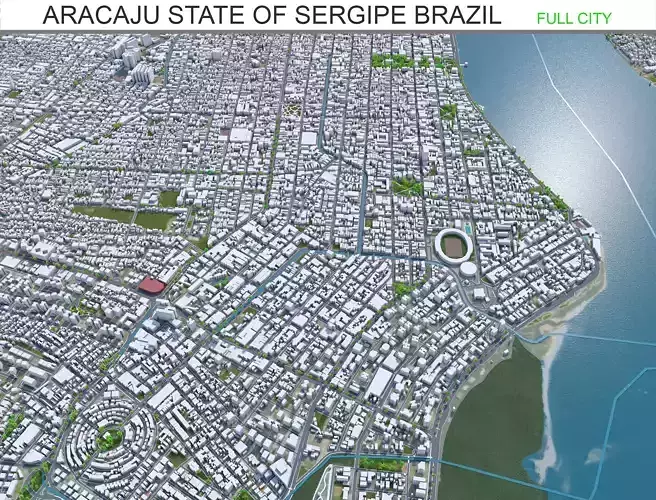 Aracaju State of Sergipe Brazil 40km AI Low-poly 3D model