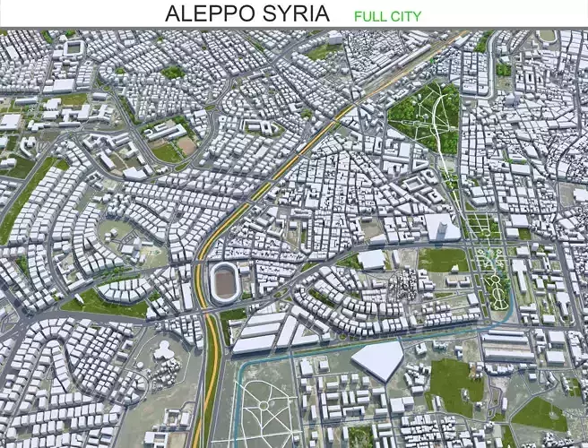Aleppo Syria 30km Low-poly 3D model