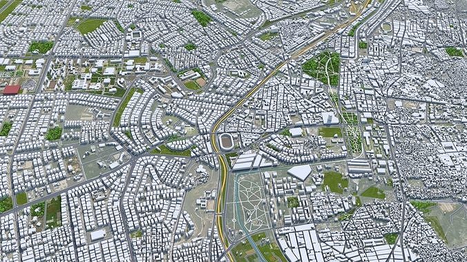Aleppo Syria 30km Low-poly 3D model 3