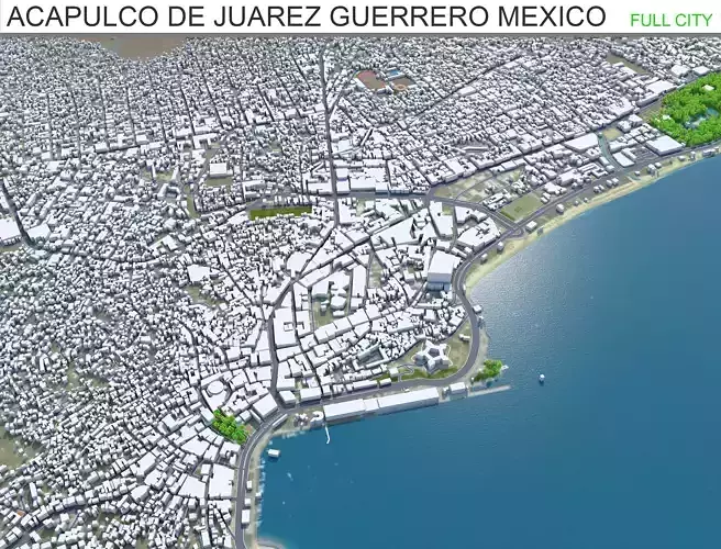 Acapulco de Juarez Guerrero Mexico 40km Low-poly 3D model