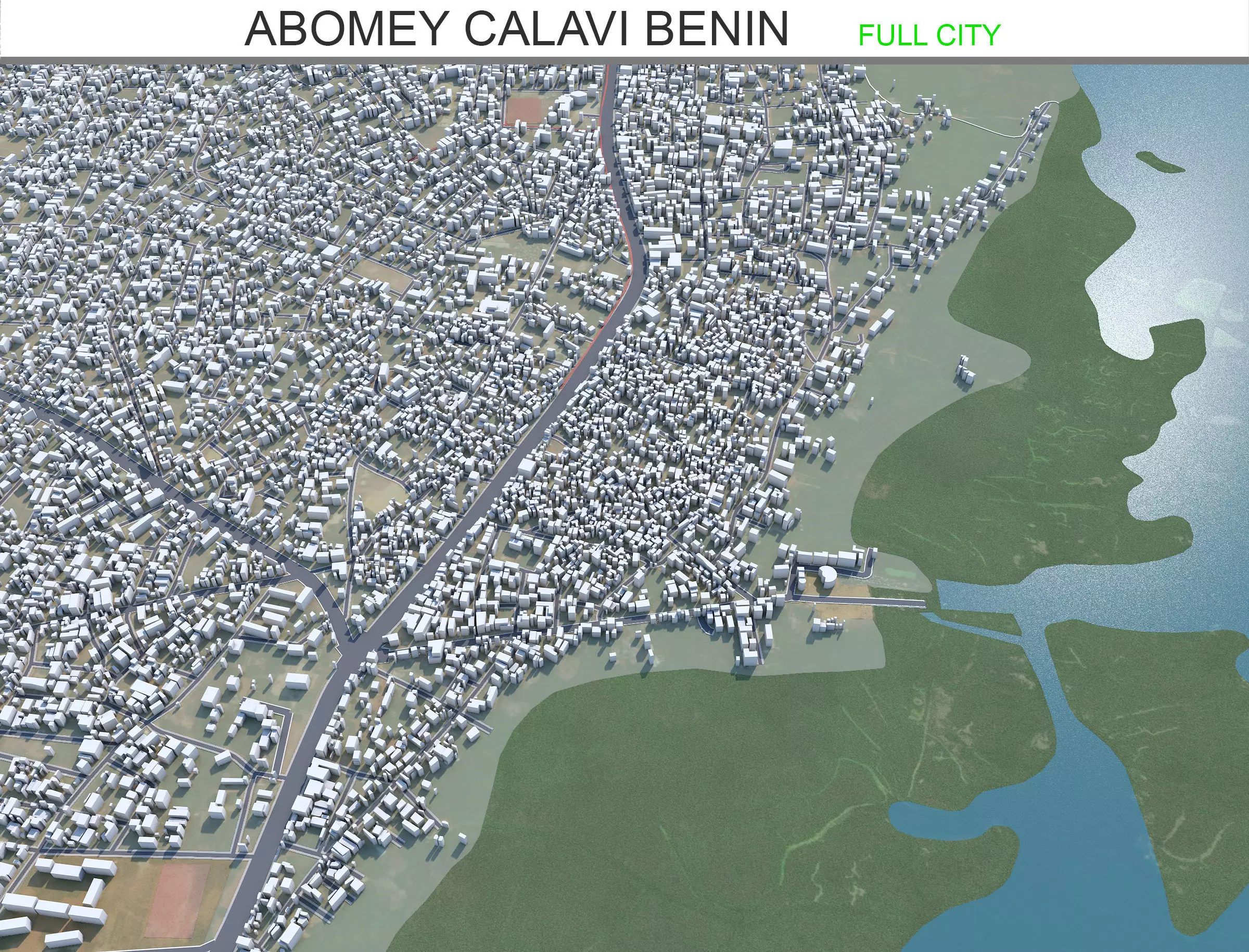 Abomey Calavi Benin 10km AI Low-poly 3D model