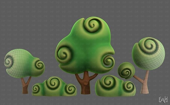 Trees Cartoon V34 Low-poly 3D model