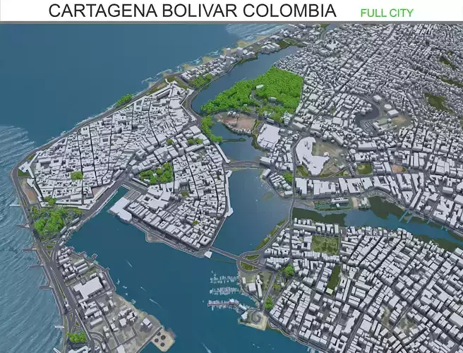 Cartagena Bolivar Colombia 22km Low-poly 3D model