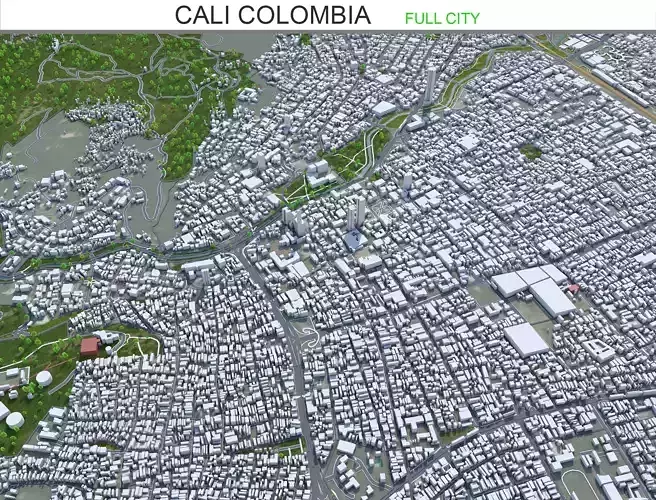 Cali Colombia 30km AI Low-poly 3D model