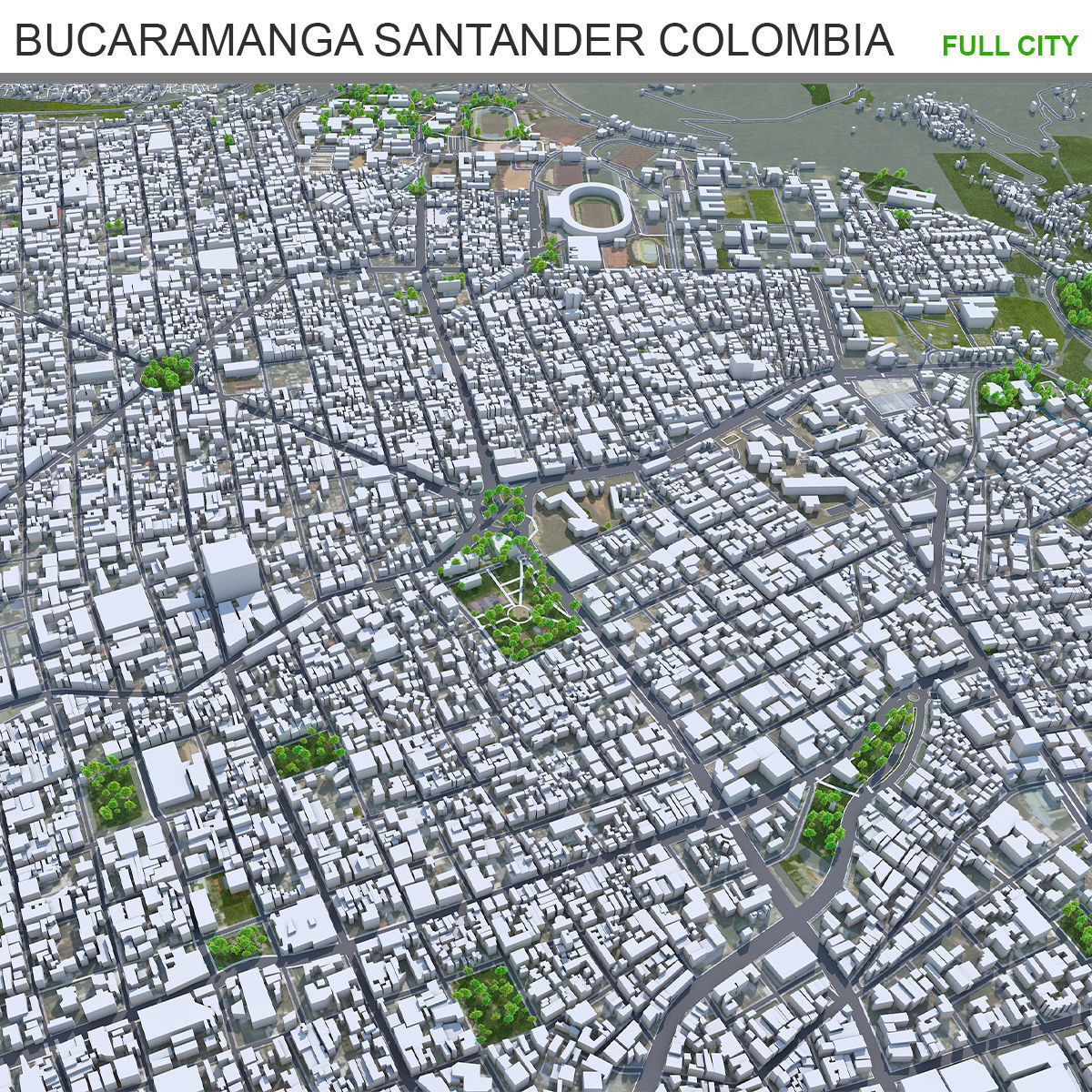 Bucaramanga Santander Colombia 15km Low-poly 3D model_13