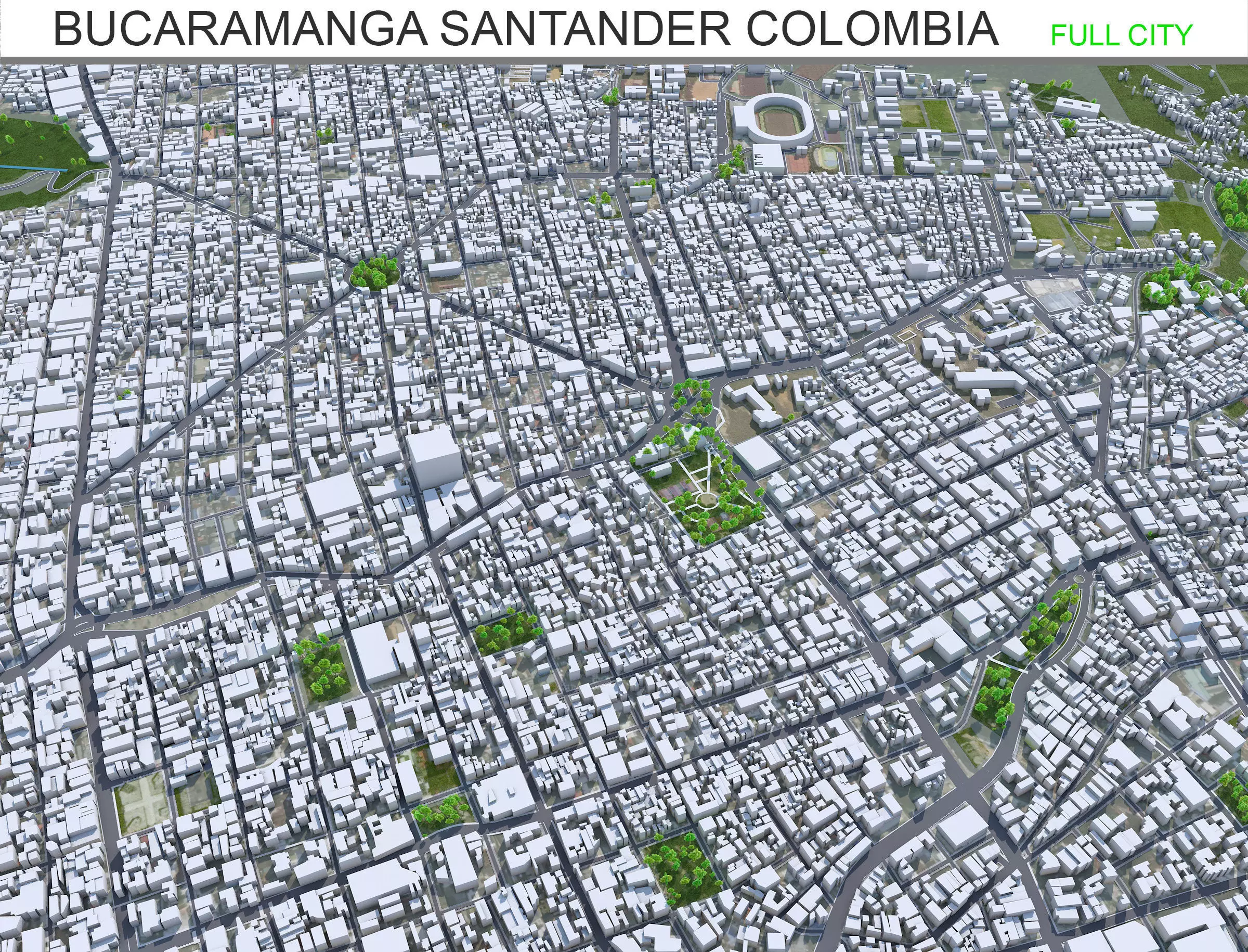 Bucaramanga Santander Colombia 15km Low-poly 3D model_0