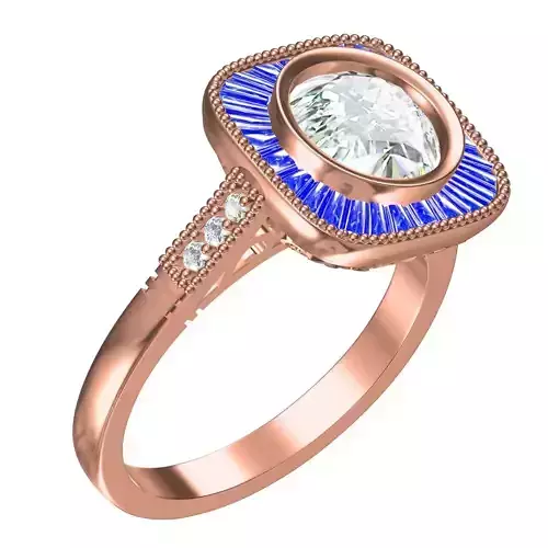 Round Diamond Bezel Set Cathedral Engagement Ring