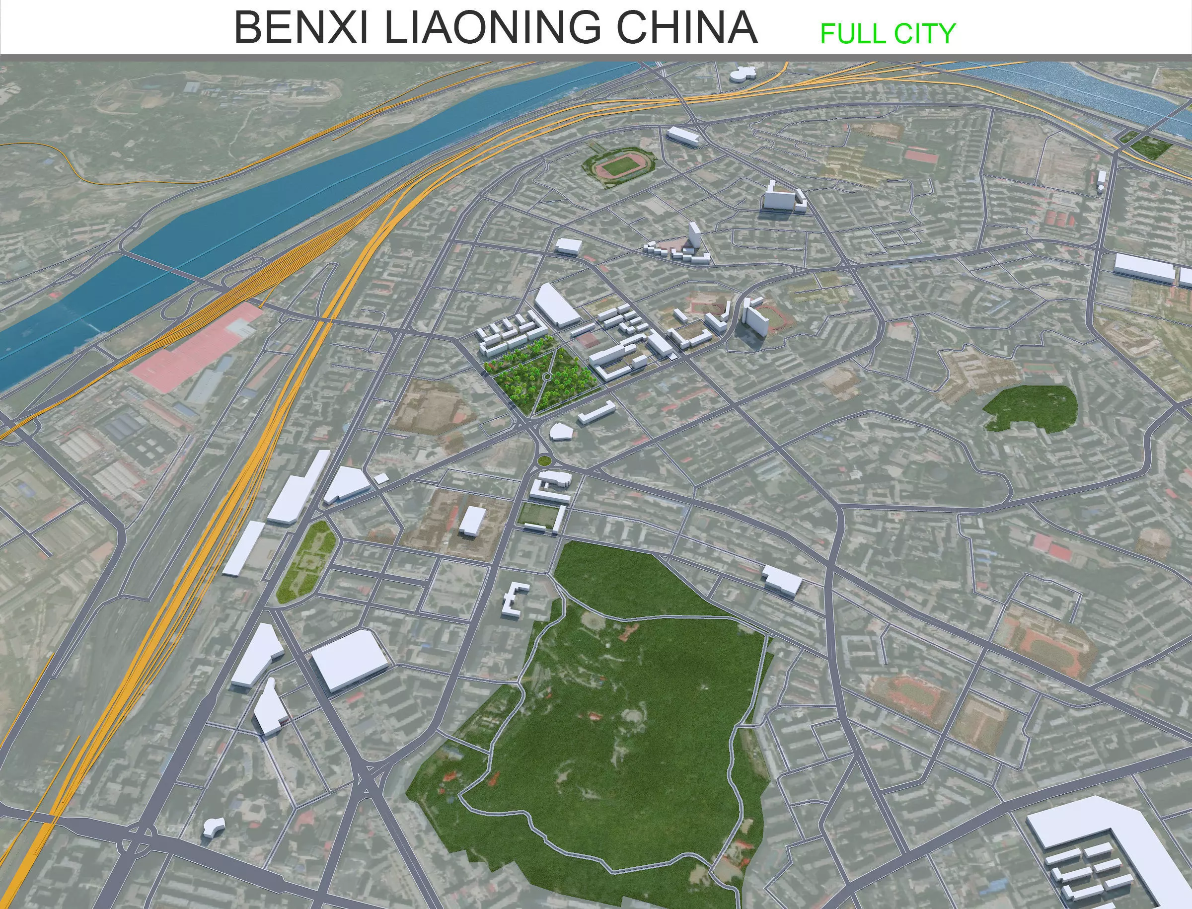 Benxi Liaoning China 30km Free low-poly 3D model