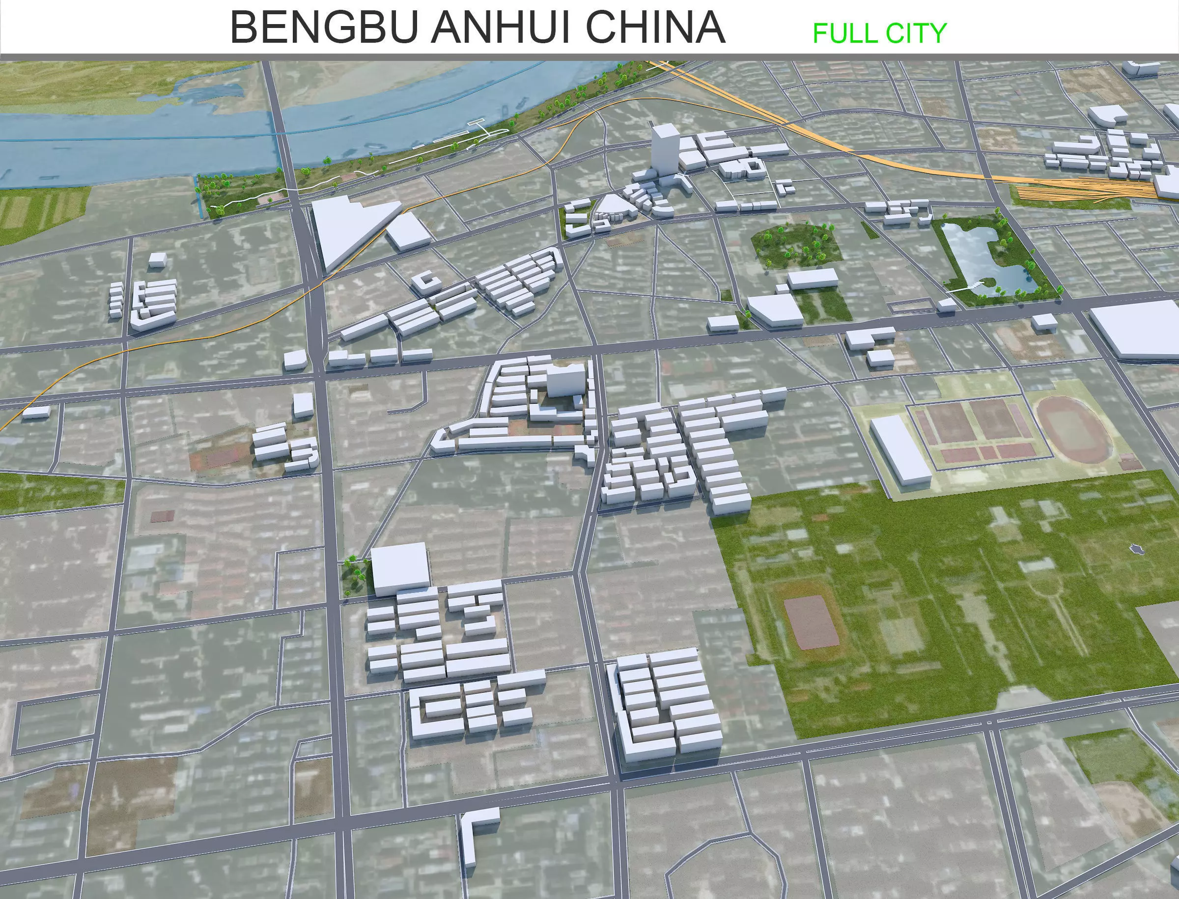 Bengbu Anhui China 40km Free low-poly 3D model