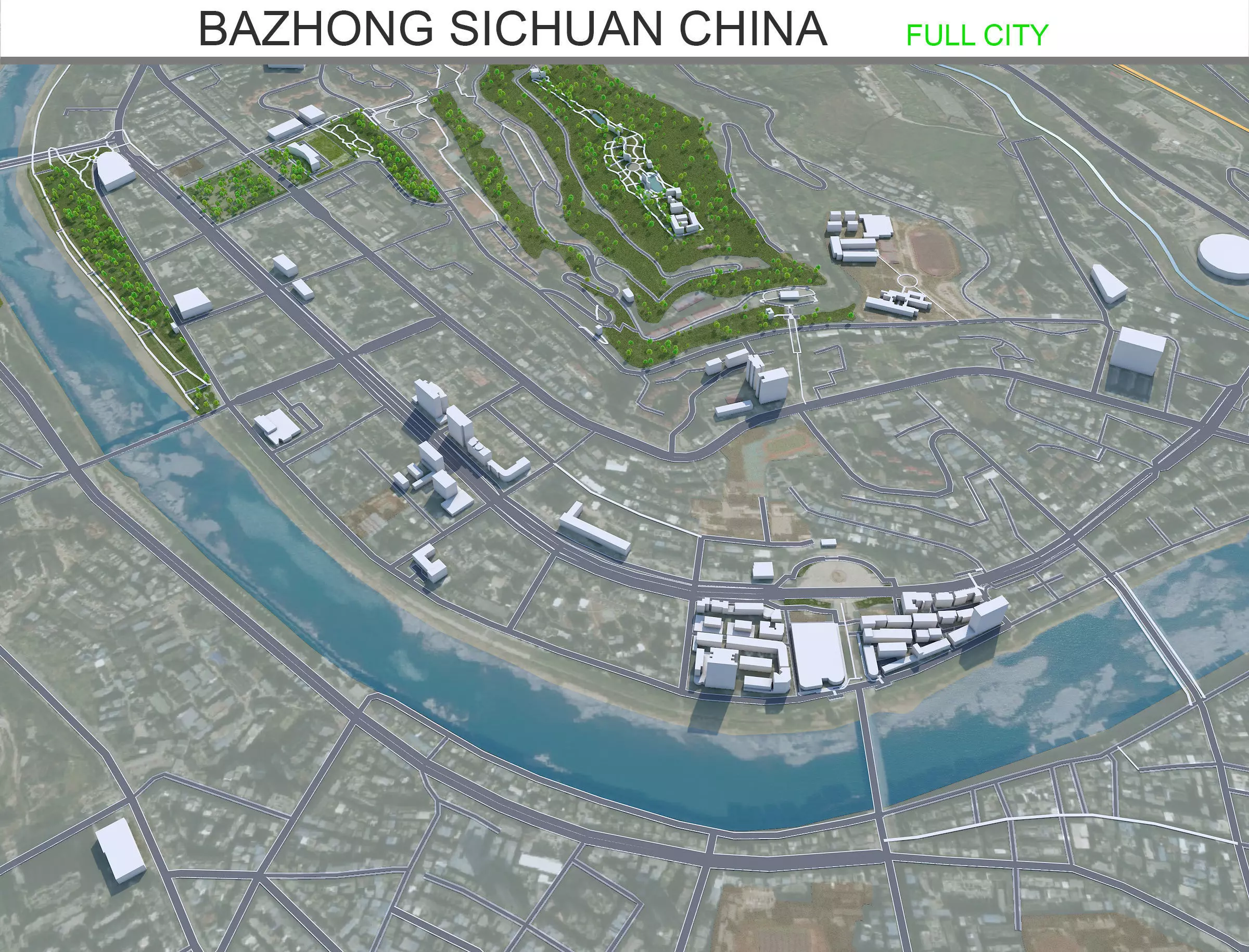 Bazhong Sichuan China 30km Free low-poly 3D model