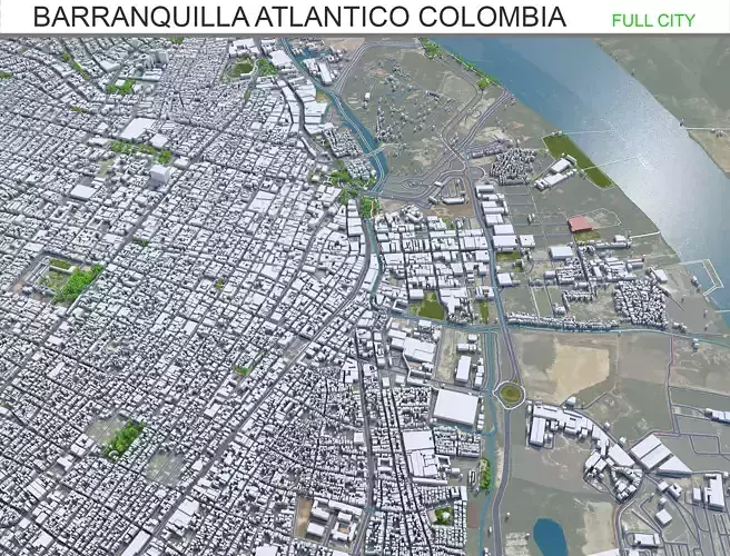 Barranquilla Atlantico Colombia 25km Low-poly 3D model