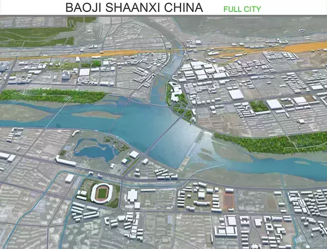 Baoji Shaanxi China 40km Free low-poly 3D model