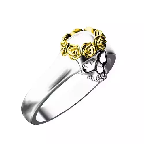Antique Rose Crown Skull Ring