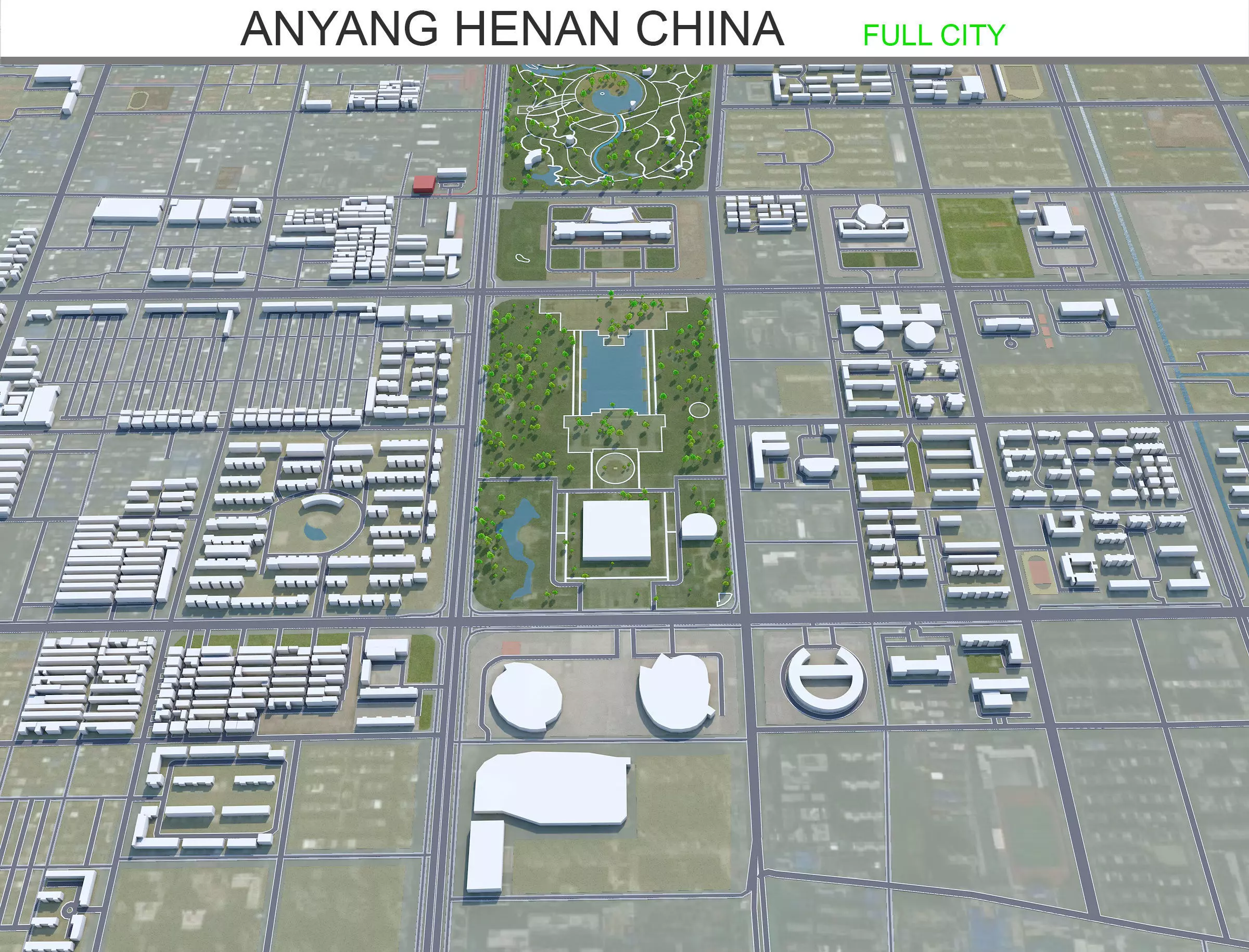 Anyang Henan China 40km Free low-poly 3D model