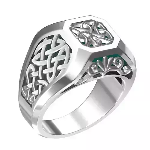 Mens Celtic Irish Scottish Signet Ring