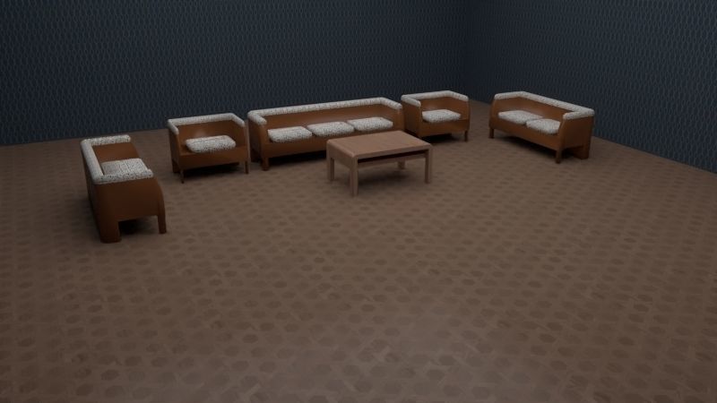Sofa set  Low-poly 3D model_1