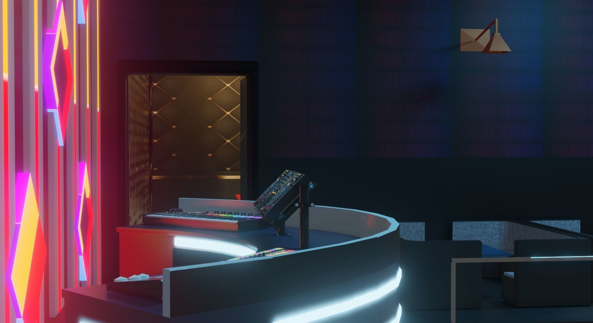 Night club environment with interior - Lowpoly Low-poly 3D model_6