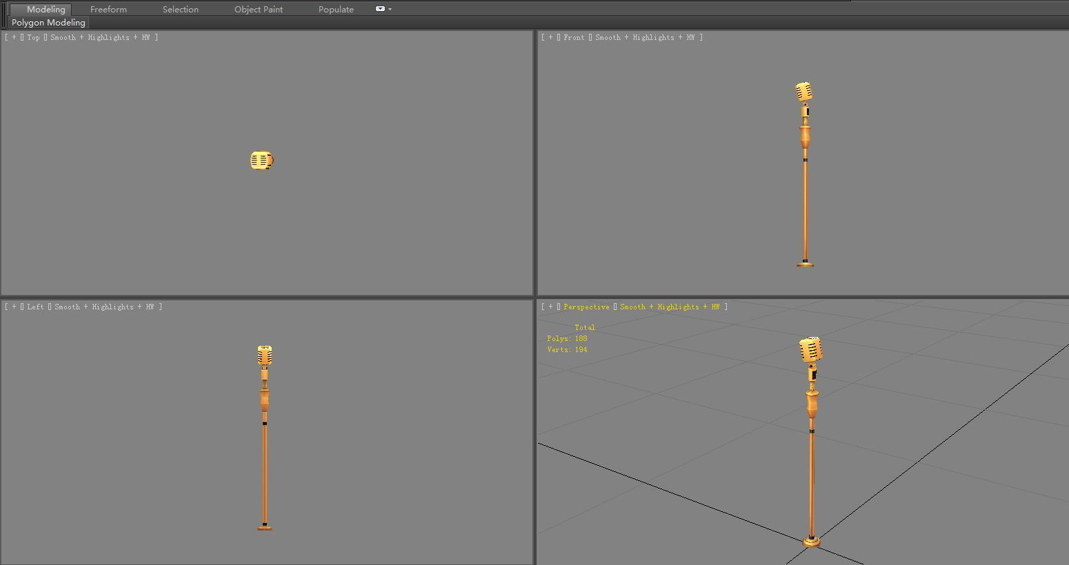 Cartoon microphone Low-poly 3D model_3