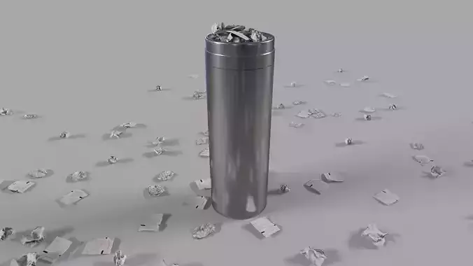 Metal Trash Can Low-poly 3D model