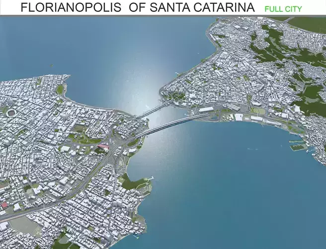 Florianopolis State of Santa Catarina Brazil 60km Low-poly 3D model