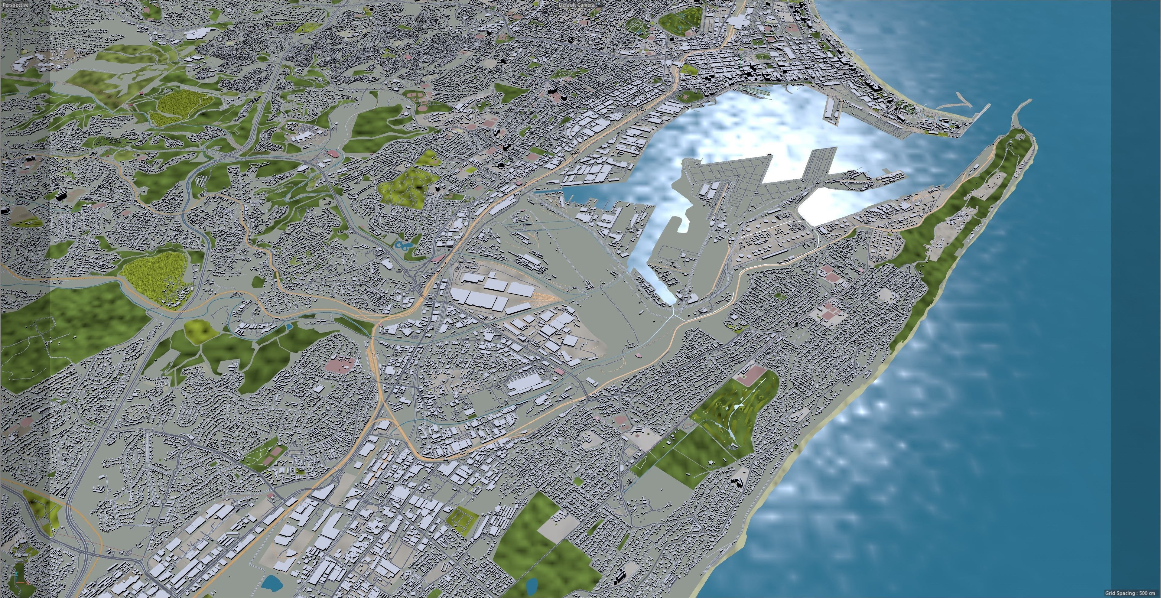 Durban South Africa 30km Low-poly 3D model_10