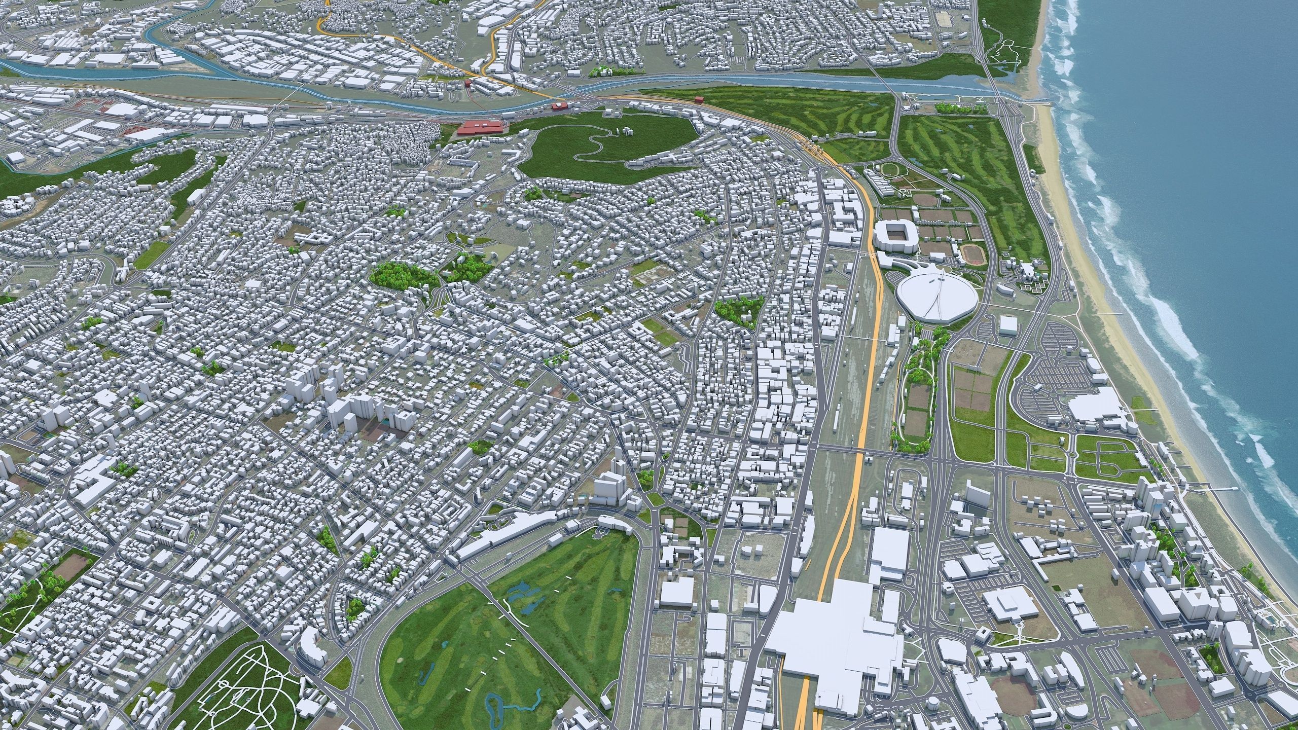 Durban South Africa 30km Low-poly 3D model_4