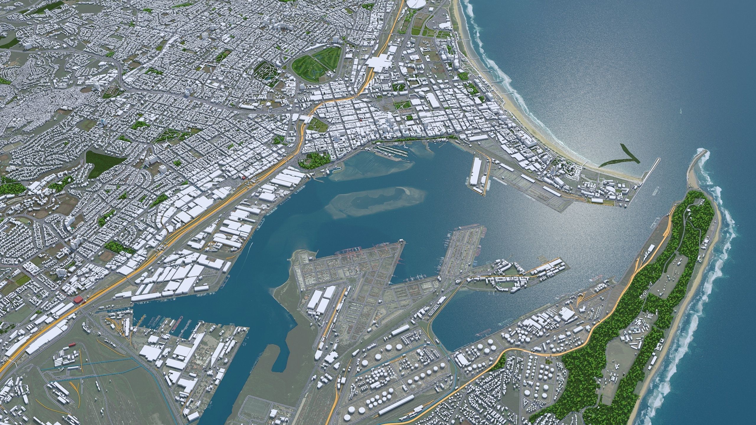 Durban South Africa 30km Low-poly 3D model_13