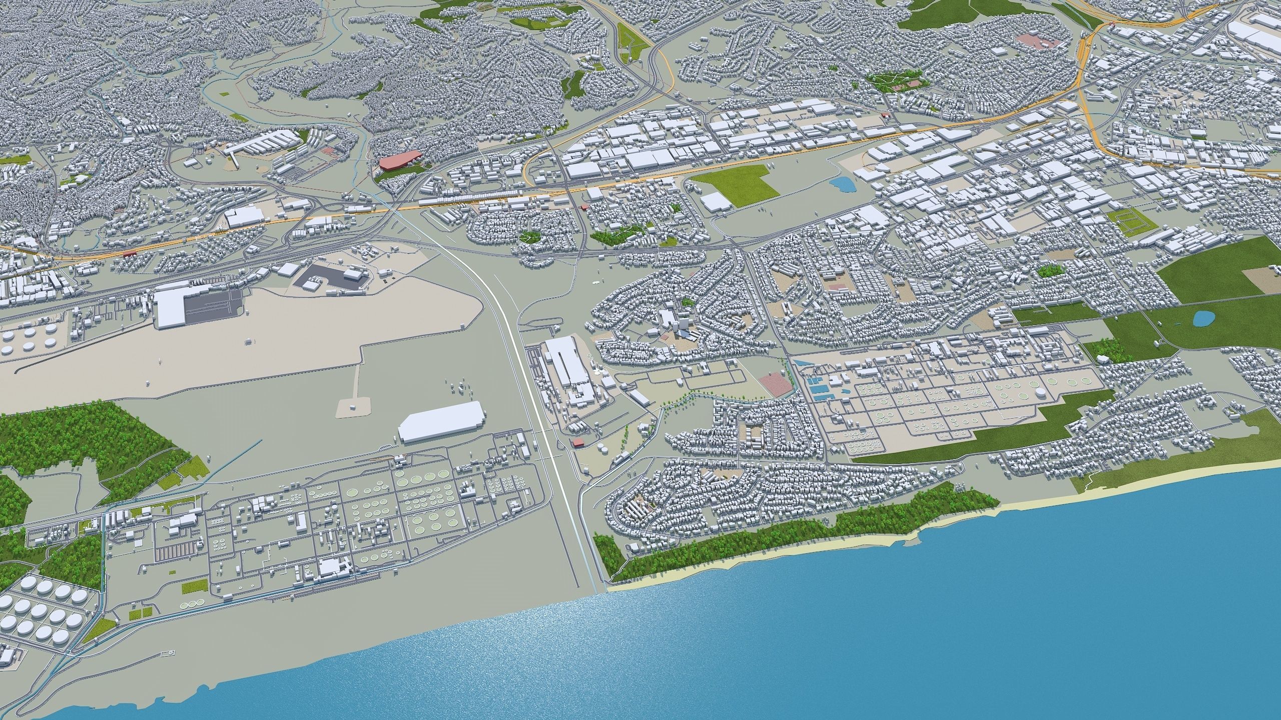 Durban South Africa 30km Low-poly 3D model_6