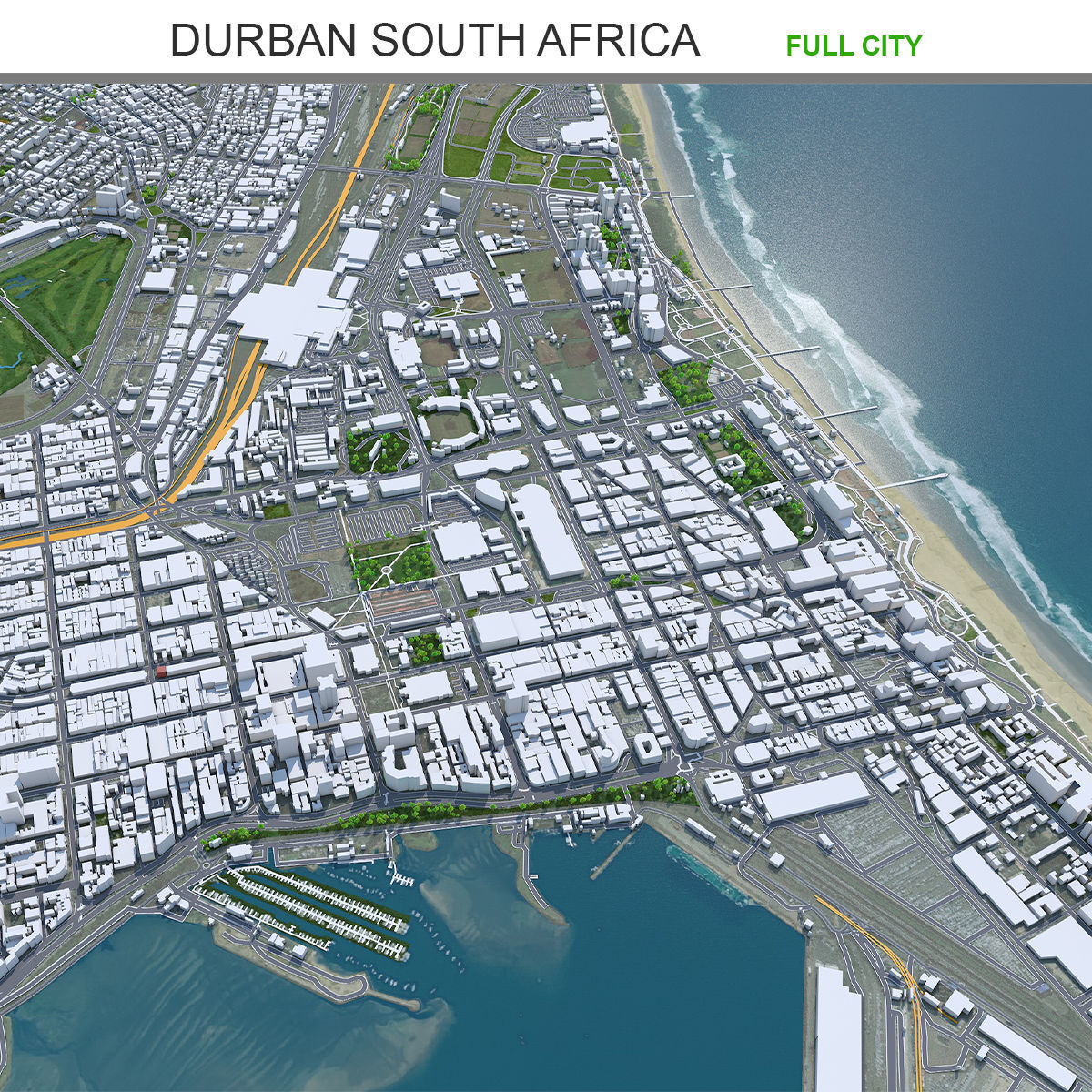 Durban South Africa 30km Low-poly 3D model_14
