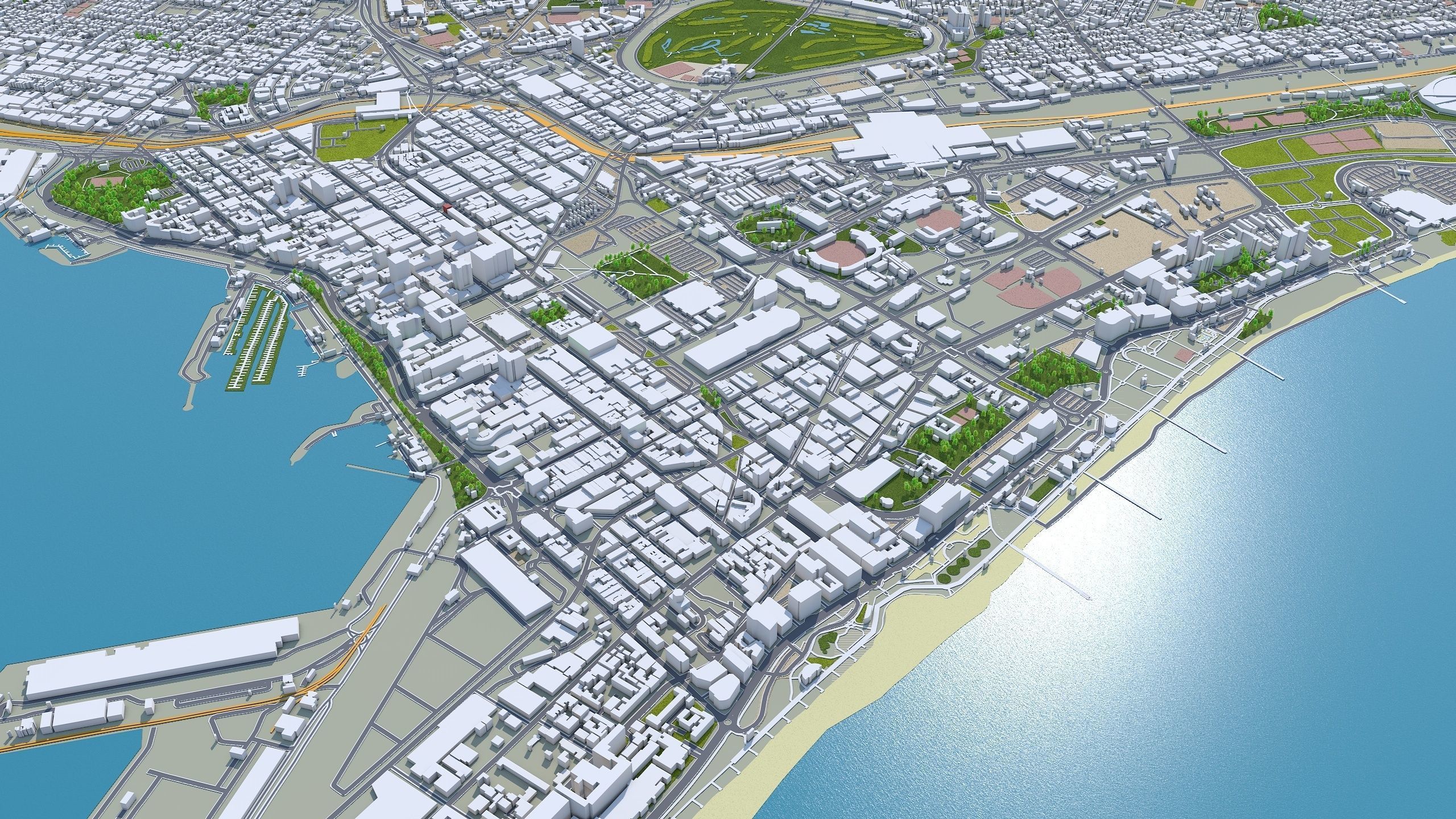 Durban South Africa 30km Low-poly 3D model_7
