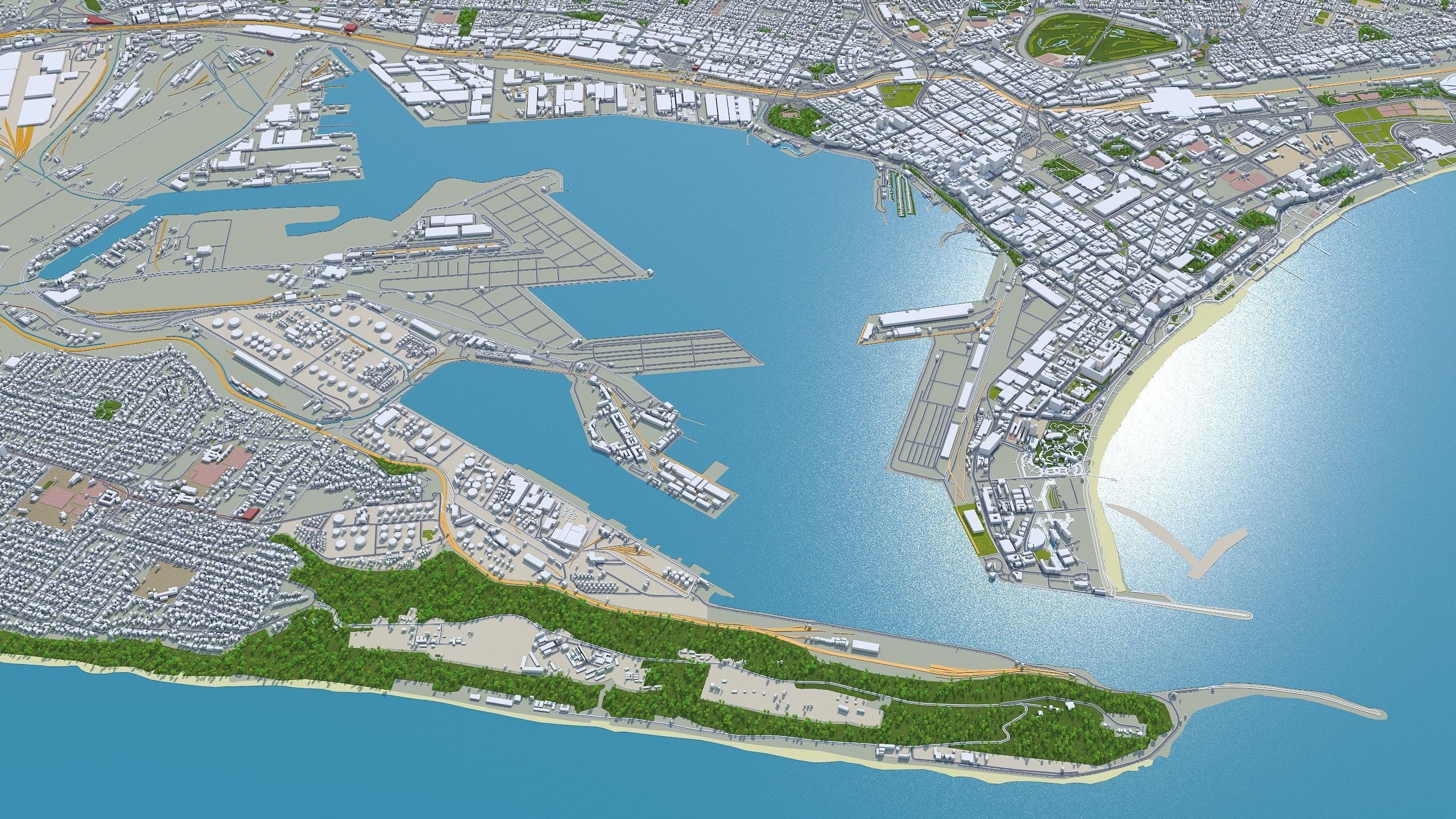 Durban South Africa 30km Low-poly 3D model_5